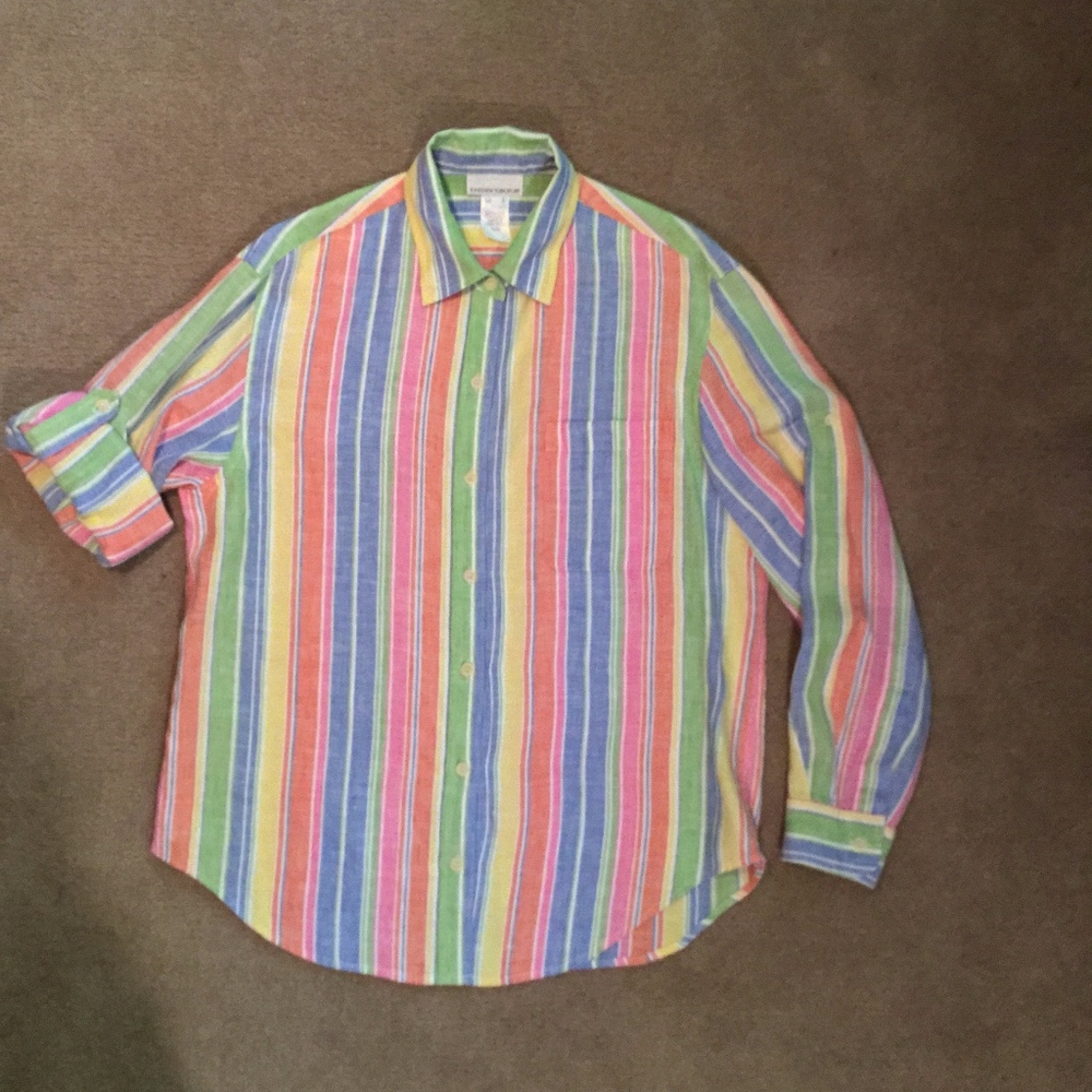 Jones of New York SPORT striped linen shirt